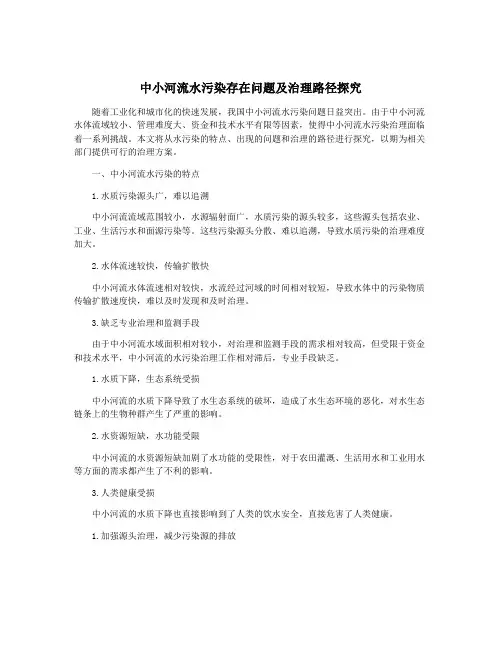 中小河流水污染存在问题及治理路径探究
