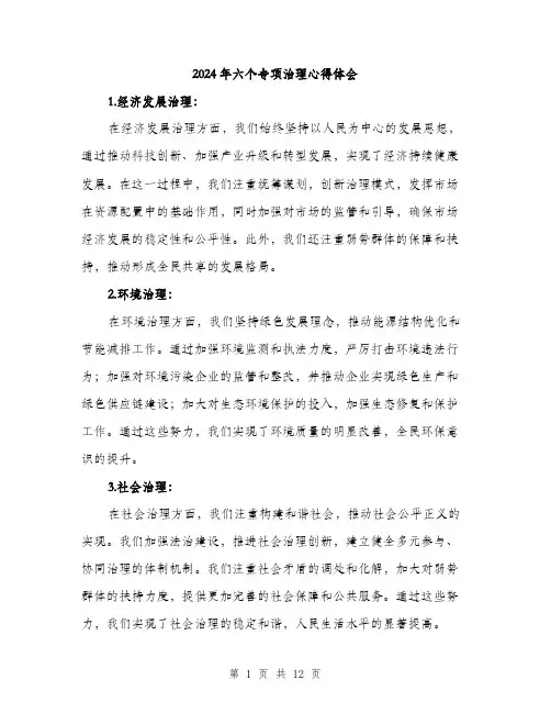 2024年六个专项治理心得体会(五篇)