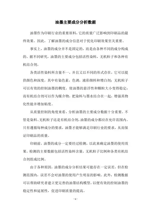 油墨主要成分分析数据