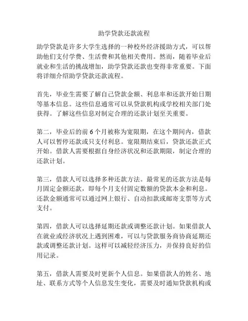 助学贷款还款流程