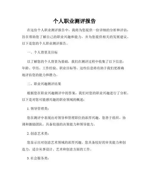 个人职业测评报告