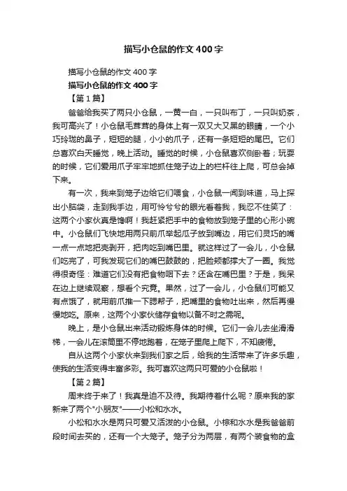 描写小仓鼠的作文400字