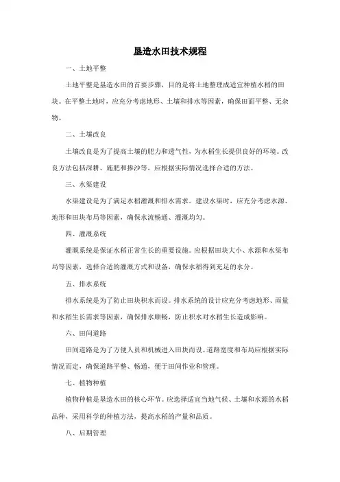 垦造水田技术规程