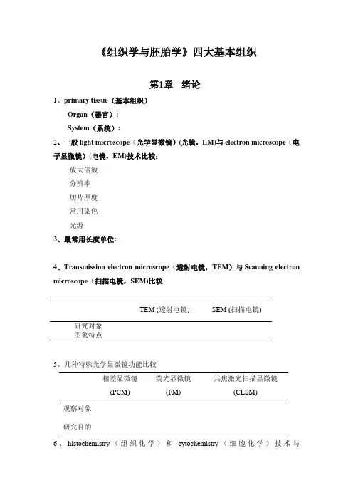 《组织学与胚胎学》四大基本组织