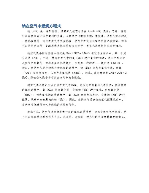 钠在空气中燃烧方程式