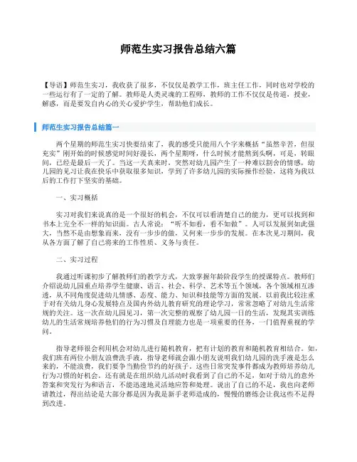 师范生实习报告总结六篇