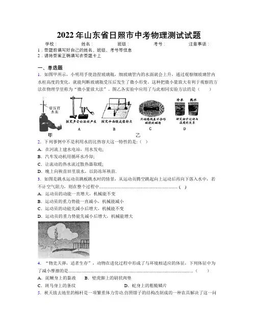 2022年山东省日照市中考物理测试试题及解析