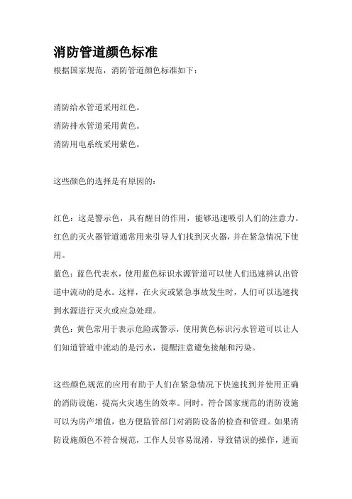 消防管道颜色标准