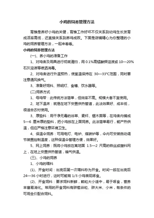 小鸡的饲养管理方法