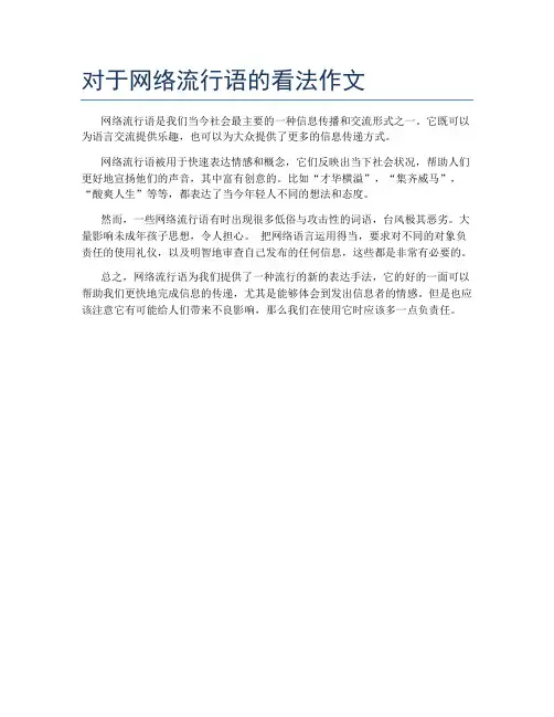 对于网络流行语的看法作文