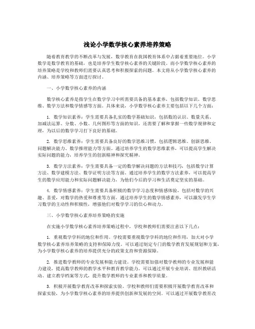 浅论小学数学核心素养培养策略