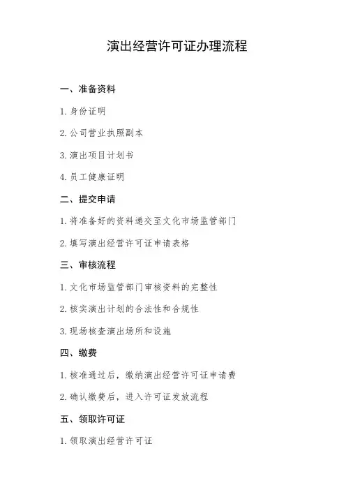 演出经营许可证办理流程