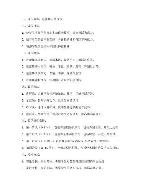 芭蕾教学大纲模板五级