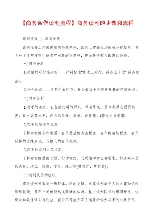 【商务合作谈判流程】商务谈判的步骤和流程