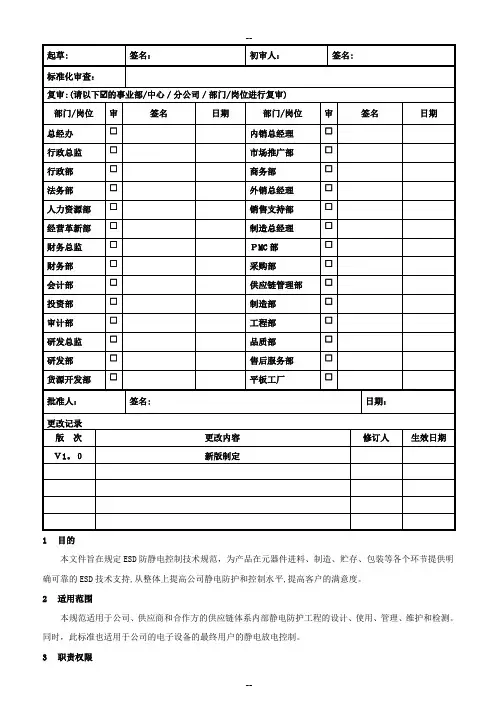 ESD防静电系统管理规范及测量标准