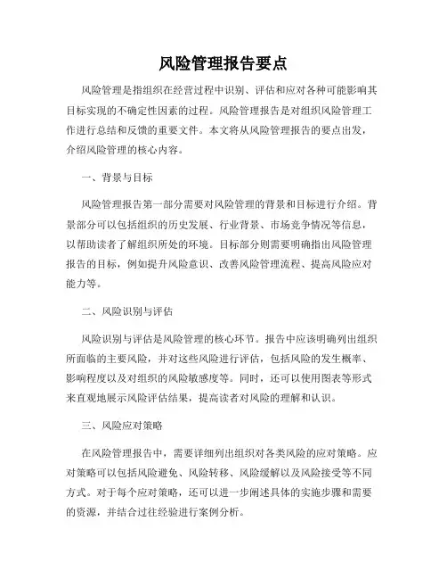 风险管理报告要点