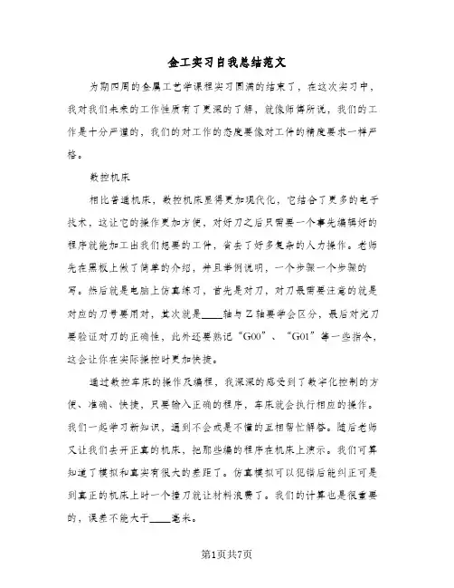 金工实习自我总结范文（二篇）