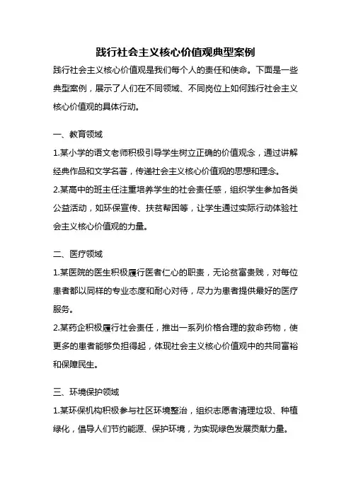 践行社会主义核心价值观典型案例