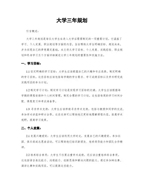 大学三年规划