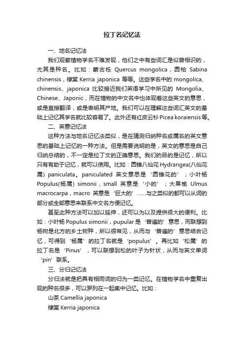 拉丁名记忆法