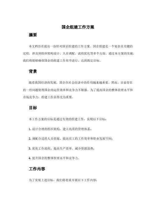 国企组建工作方案