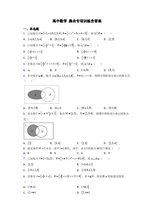 高中数学 集合专项训练含答案