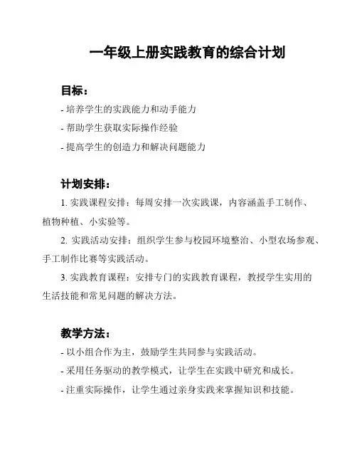 一年级上册实践教育的综合计划