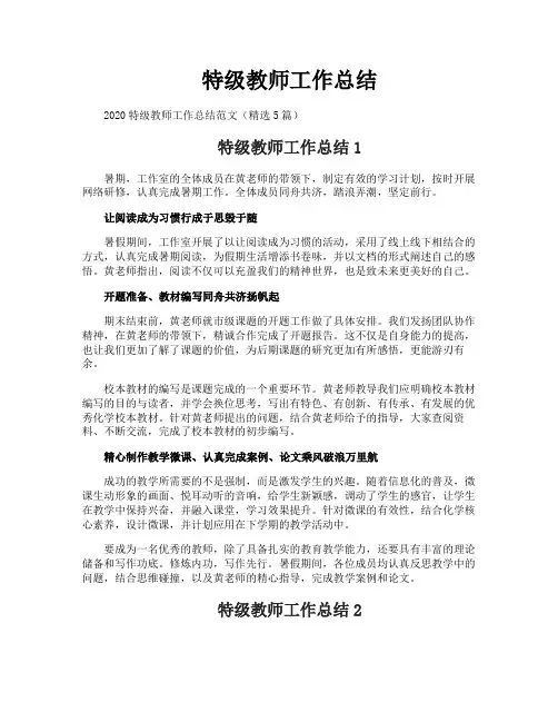 特级教师工作总结