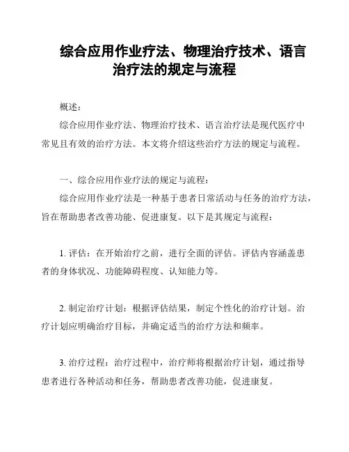 综合应用作业疗法、物理治疗技术、语言治疗法的规定与流程