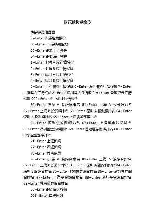 同花顺快捷命令