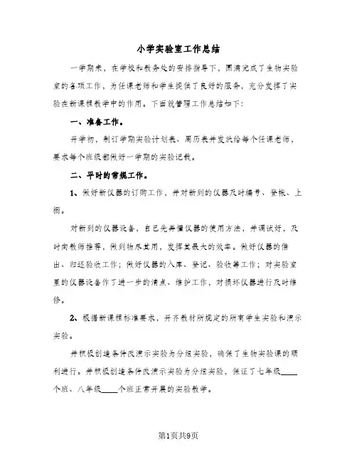 小学实验室工作总结（3篇）