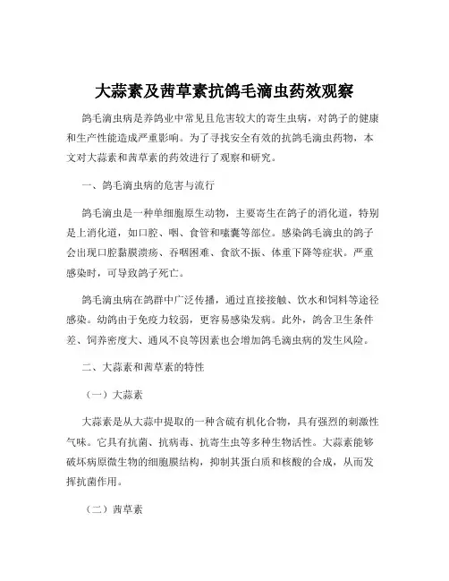 大蒜素及茜草素抗鸽毛滴虫药效观察