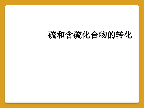 硫和含硫化合物的转化