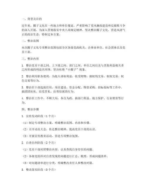 圈子文化专项散整治方案