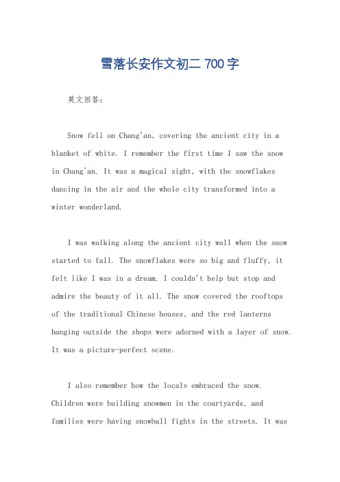 雪落长安作文初二700字
