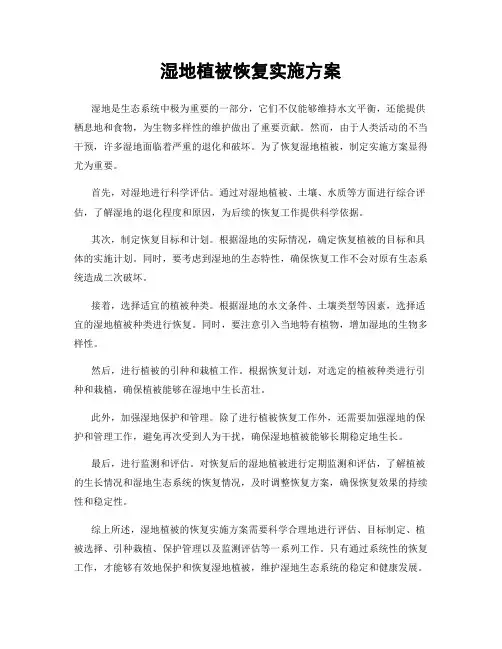 湿地植被恢复实施方案