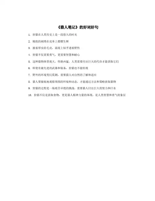 《猎人笔记》的好词好句