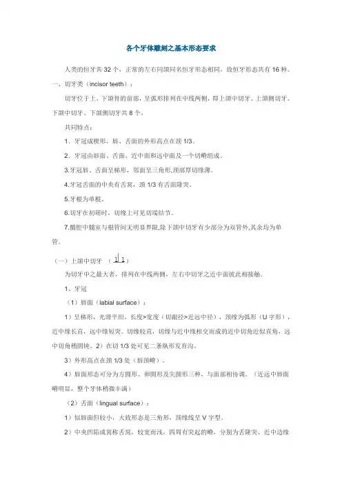雕刻要求