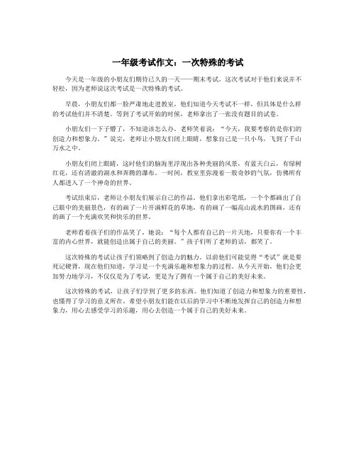 一年级考试作文：一次特殊的考试