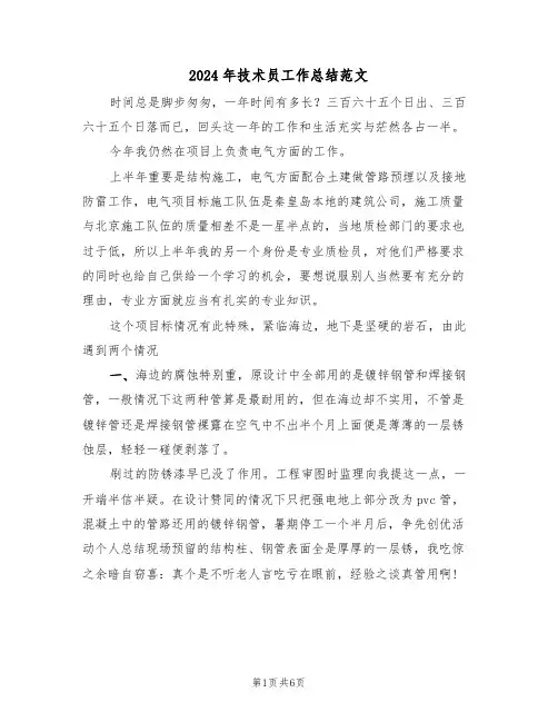 2024年技术员工作总结范文(4篇)