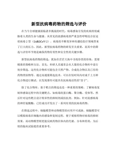 新型抗病毒药物的筛选与评价