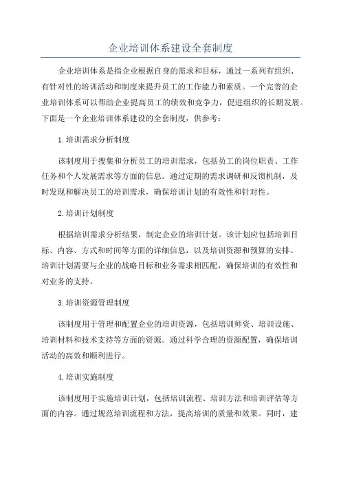 企业培训体系建设全套制度