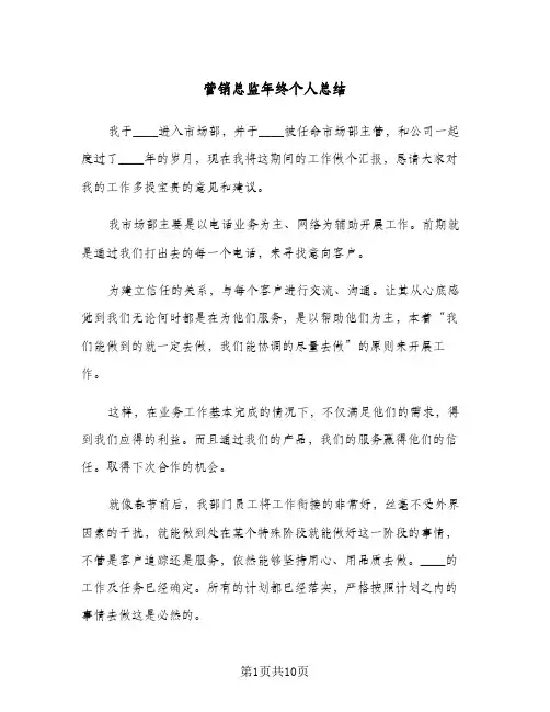 营销总监年终个人总结(4篇)