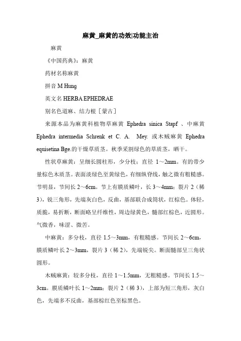 麻黄_麻黄的功效-功能主治