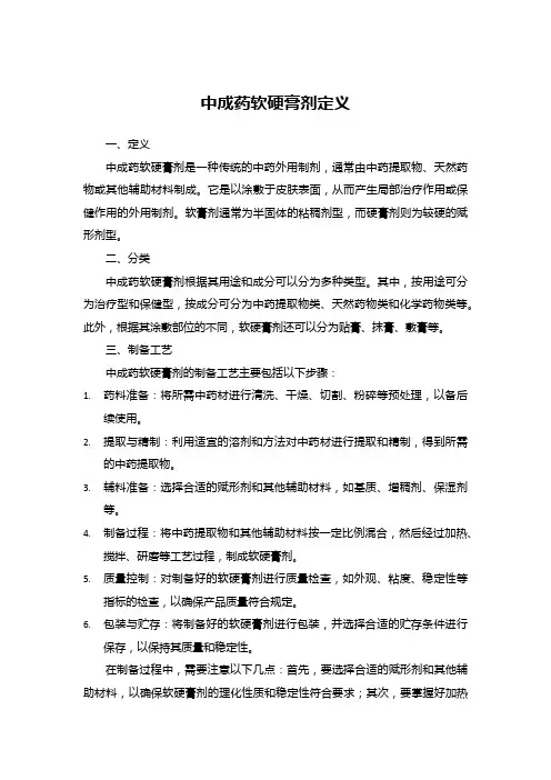 中成药软硬膏剂定义