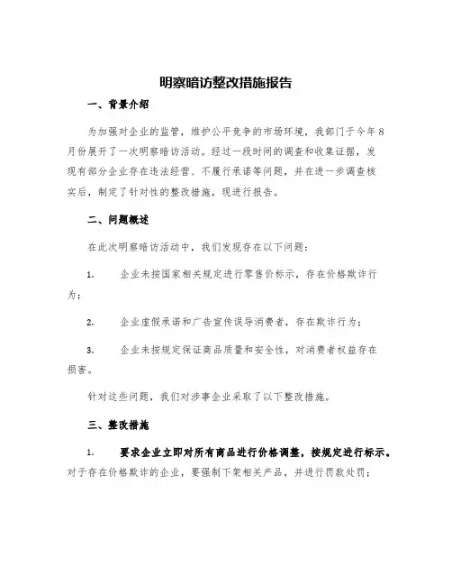 明察暗访整改措施报告