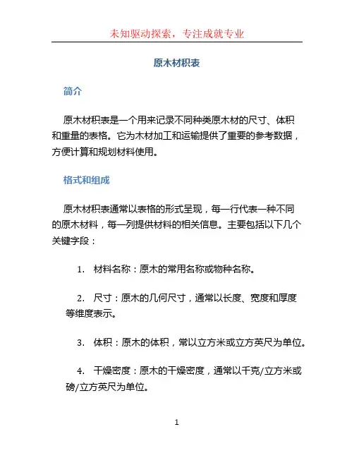 原木材积表