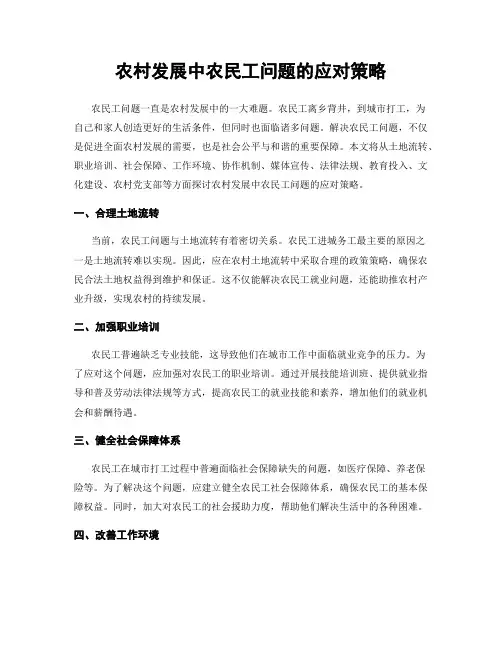 农村发展中农民工问题的应对策略