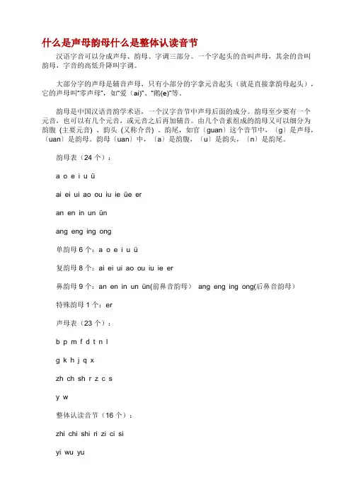 什么是声母？韵母？什么是整体认读音节？
