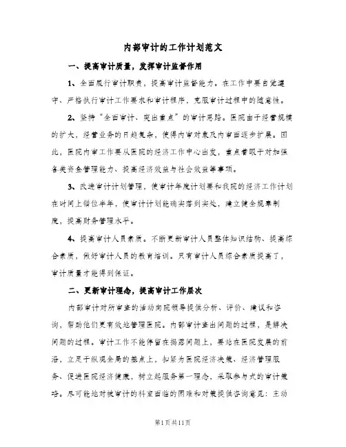 内部审计的工作计划范文(5篇)